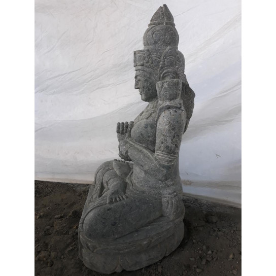 Estatua de piedra volcánica diosa dewi posición chakra 80cm