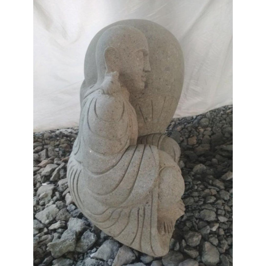 Estatua exterior de jardín zen monje shaolín de piedra 1 m