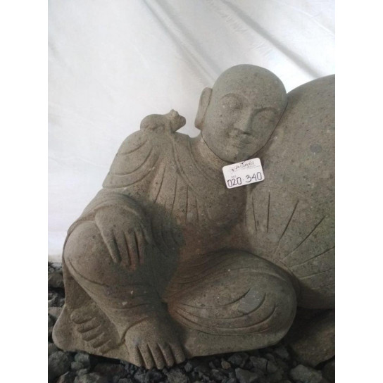 Estatua exterior de jardín zen monje shaolín de piedra 1 m