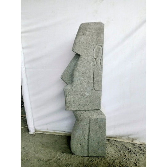 Estatua de piedra volcánica moái rostro alargado 100 cm