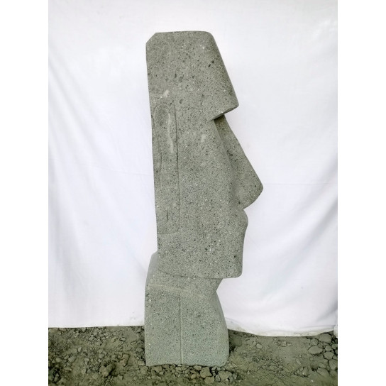 Estatua de piedra volcánica moái rostro alargado 120 cm