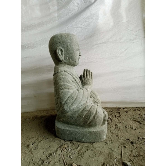 Estatua decoración exterior monje shaolin sentado de piedra de lava 50 cm