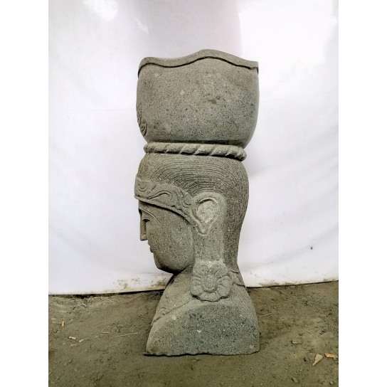 Estatua diosa balinesa de piedra volcánica maceta jardín 70 cm