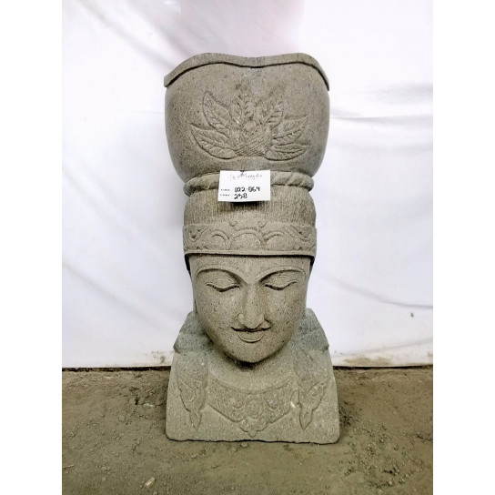 Estatua diosa balinesa de piedra volcánica maceta jardín 70 cm