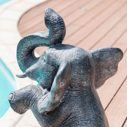 Estatua elefante con pátina gris sentado 80 cm