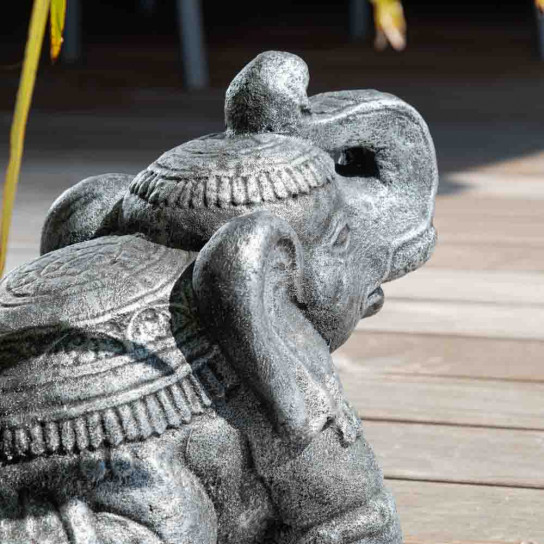 Estatua elefante sentado 40 cm gris envejecido