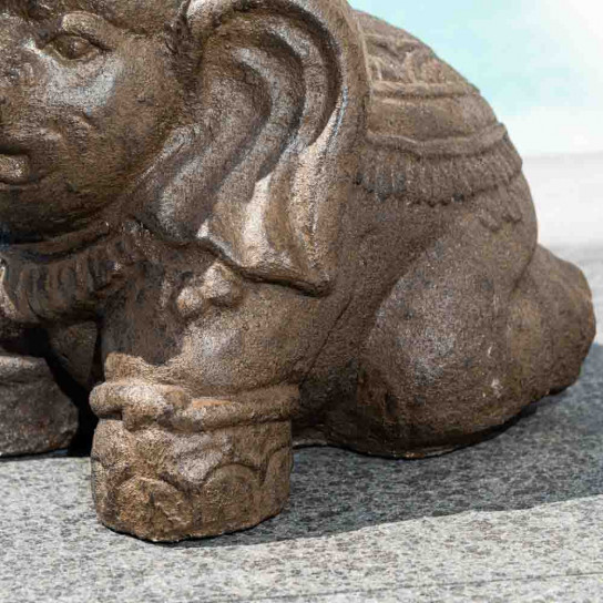 Estatua elefante sentado 40 cm marrón envejecido