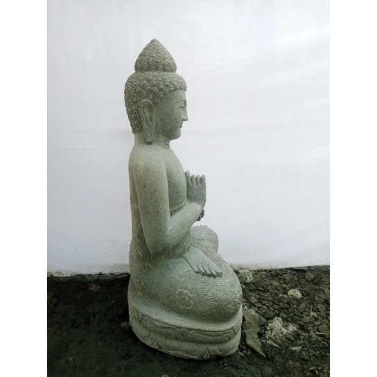 Estatua exterior de buda sentado zen de piedra volcánica posición chakra 1,20 m