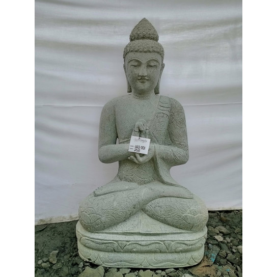 Estatua exterior de buda sentado zen de piedra volcánica posición chakra 1,20 m