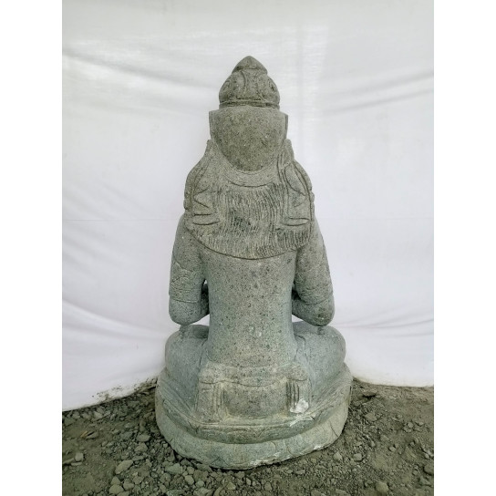 Estatua exterior diosa balinesa flor sentada piedra volcánica 120 cm
