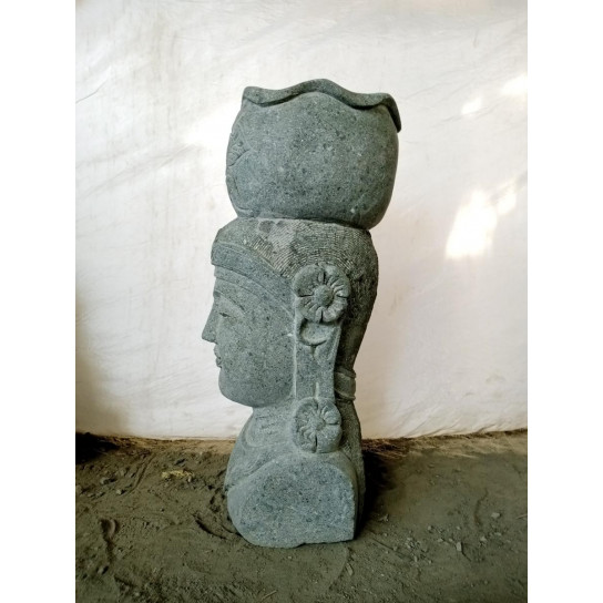 Estatua exterior macetero diosa balinesa de piedra natural 80 cm