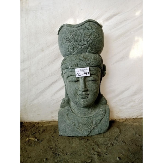 Estatua exterior macetero diosa balinesa de piedra natural 80 cm