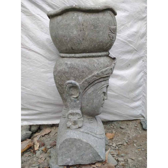 Estatua exterior macetero diosa balinesa de piedra volcánica 80 m