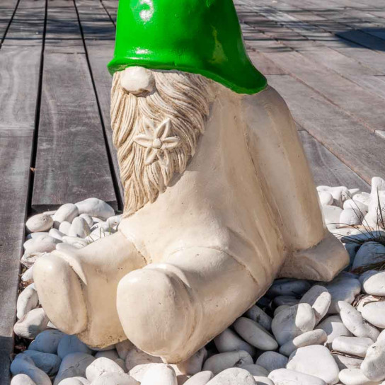 Estatua gnome sentado decorativo de jardín 50cm verde