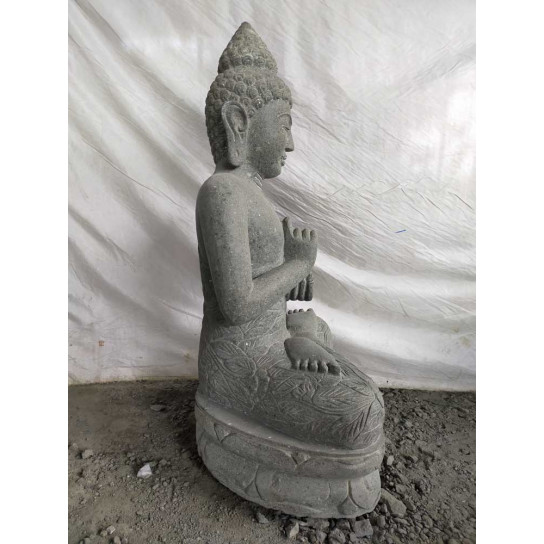 Estatua jardín buda sentado piedra volcánica posición chakra 100 cm