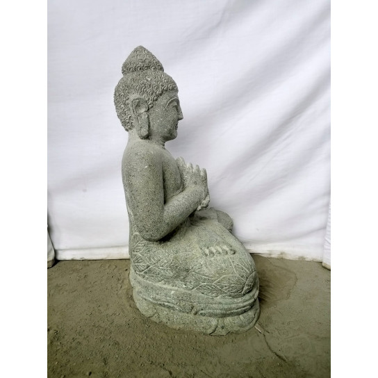Estatua jardín buda sentado piedra volcánica posición chakra 50 cm