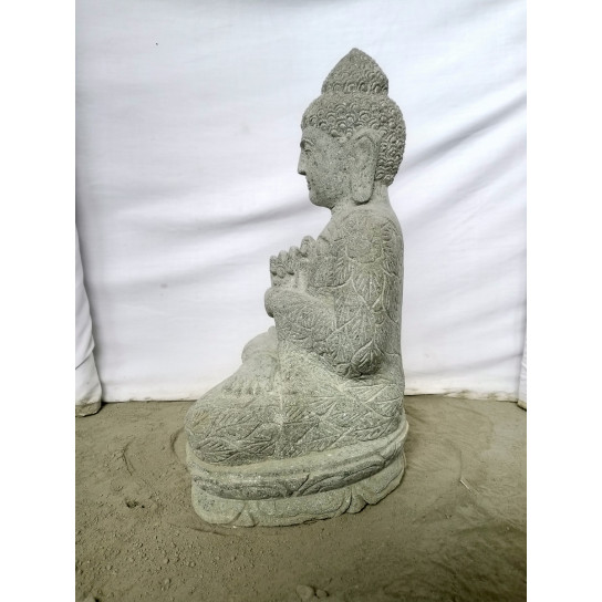Estatua jardín buda sentado piedra volcánica posición chakra 50 cm