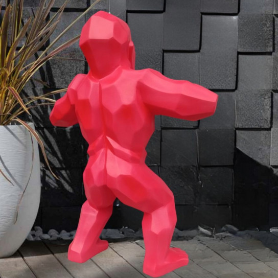 Estatua jardín de gorila origami rojo de 80 cm