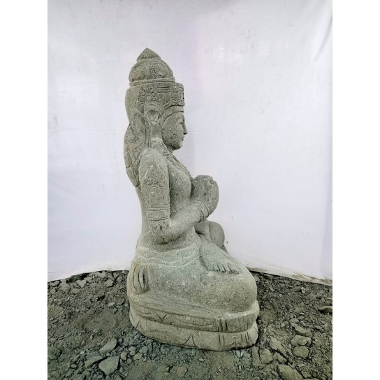 Estatua jardín de piedra natural diosa balinesa flor 1 m
