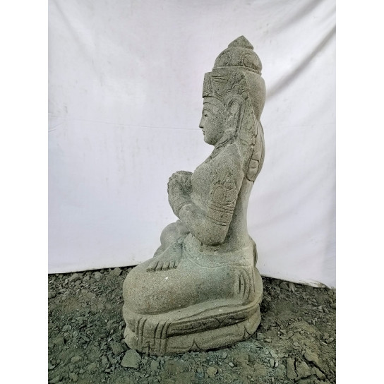 Estatua jardín de piedra natural diosa balinesa flor 1 m