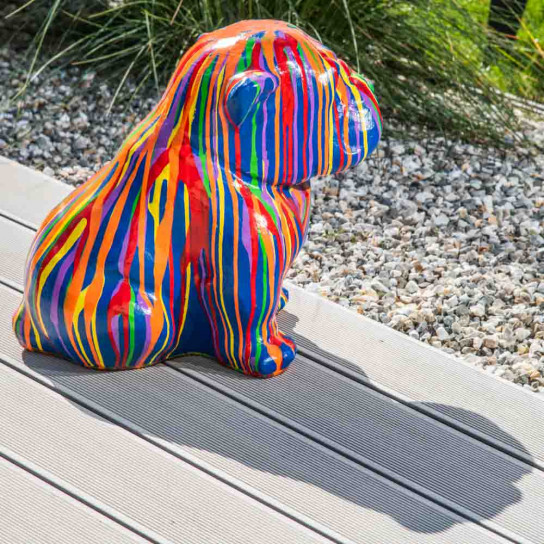 Estatua jardín deco moderno bulldog trash 40cm