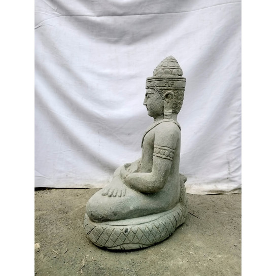 Estatua jardín exterior buda khmer piedra volcánica 60 cm