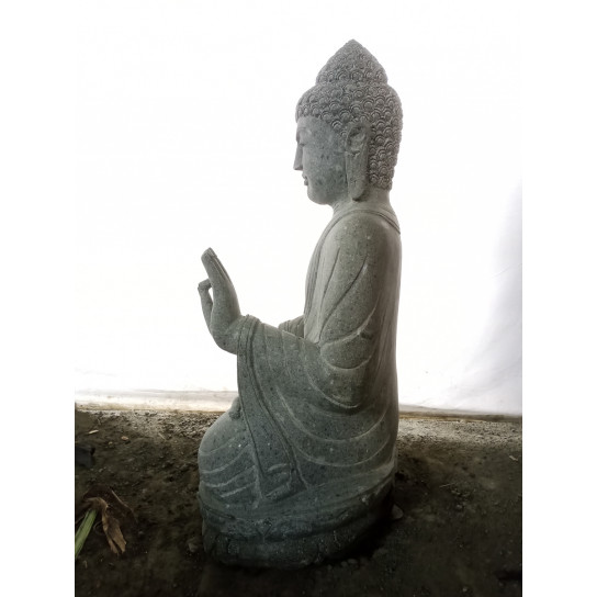 Estatua jardín exterior buda sentado piedra volcánica meditacion 1,20 m