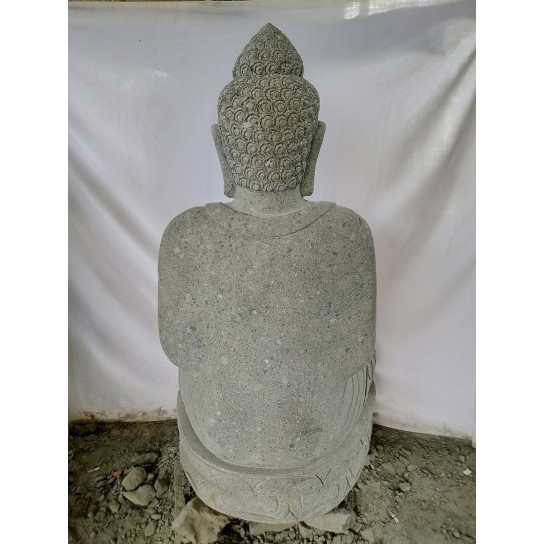 Estatua jardin zen buda de piedra volcanica meditando 1,20m.