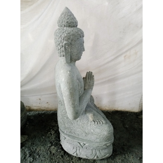 Estatua jardín zen buda piedra volcánica posición de rezo 120 cm
