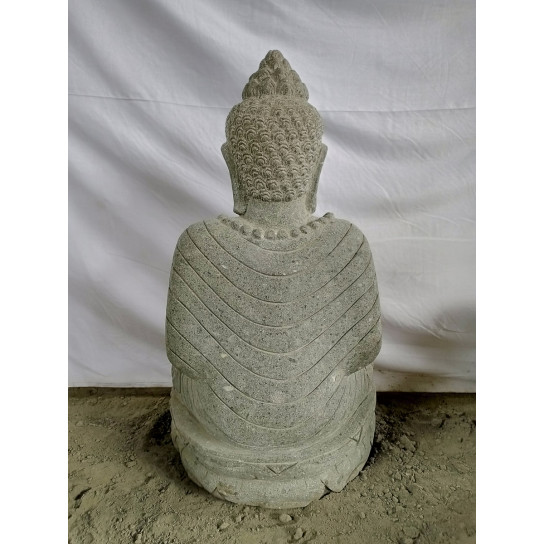 Estatua jardín zen buda sentado posición meditación piedra volcánica 80 cm