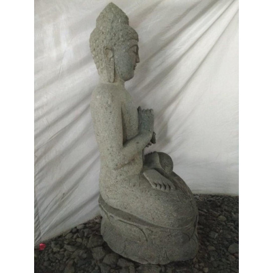 Estatua de buda jardín zen de piedra volcánica posición chakra 1,20 m