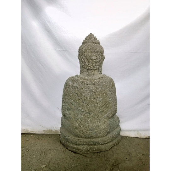 Estatua jardín zen exterior buda sentado piedra volcánica collar 80 cm