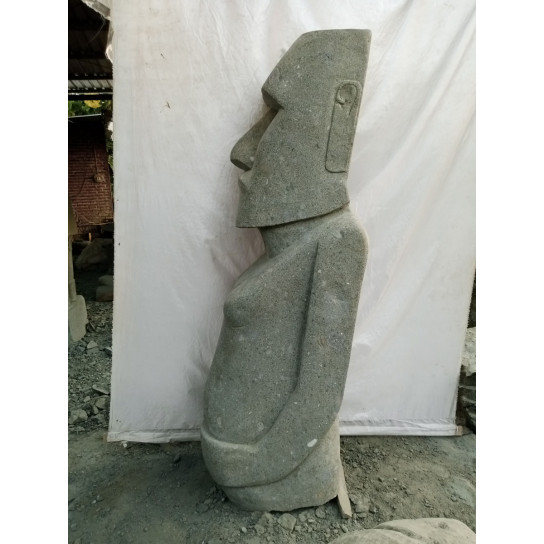 Estatua moai zen jardín de pie en piedra volcánica 150cm