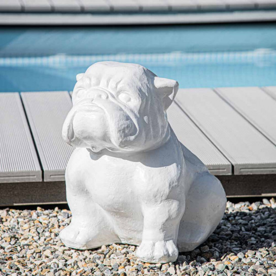 Estatua moderna perro bulldog blanco 40cm