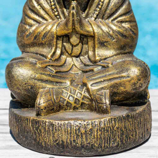 Estatua monje shaolin sentado dorado 40 cm
