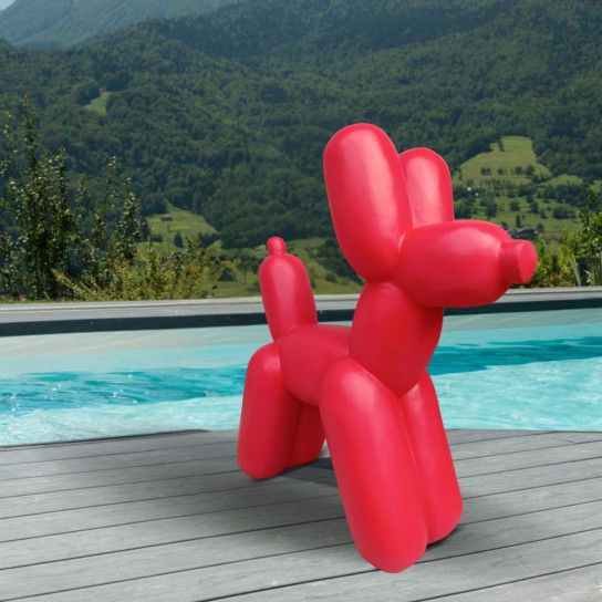Estatua perro globo rojo 100 cm