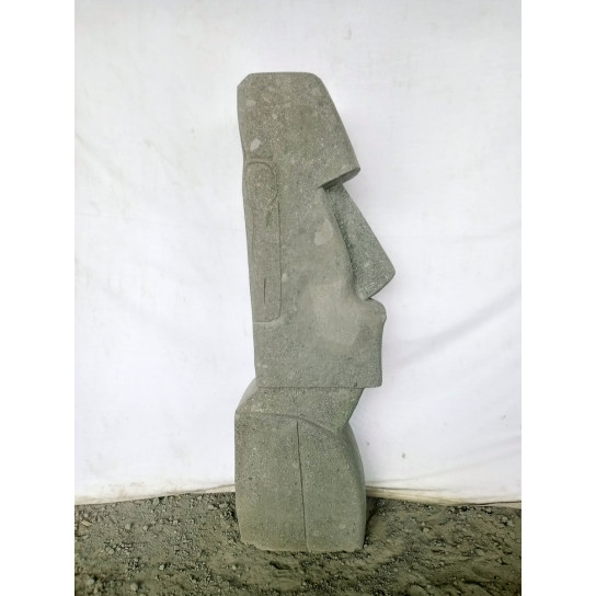 Estatua rostro alargado de moái jardín zen 100 cm