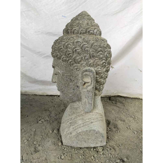 Estatua terraza zen busto de buda de piedra volcánica 40 cm