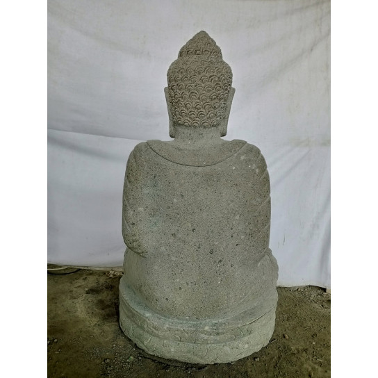 Estatua zen de buda sentado meditando de piedra volcanica de 1m.