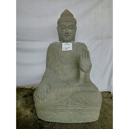Estatua zen de buda sentado meditando de piedra volcanica de 1m.
