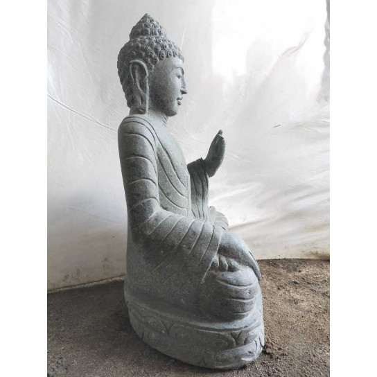 Estatua zen de piedra buda posición meditacion jardín 80cm