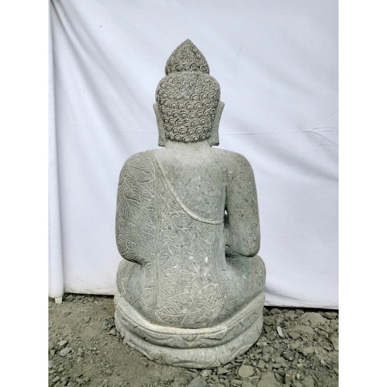 Estatua zen de piedra buda posición rezo jardín 1 m