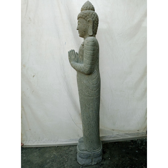 Estatua zen en jardín de piedra buda oración de pie 1m50