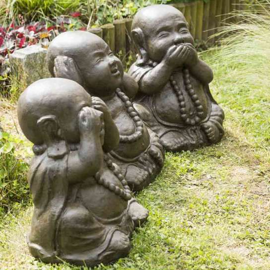 Estatuas de buda sabiduría pátina marrón envejecido 40 cm