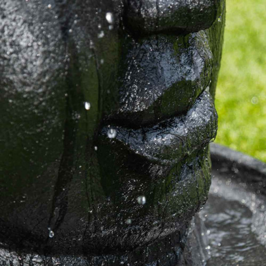 Fuente de jardín pared de agua rostro de buda 1,20 m negro