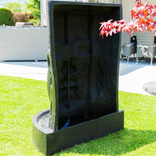 Fuente de jardín pared de agua rostro de buda 1,20 m negro