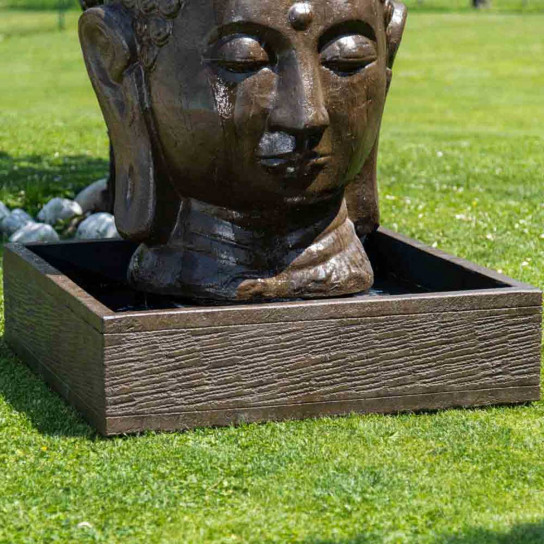 Fuente de jardín rostro de buda 1,30 m marrón