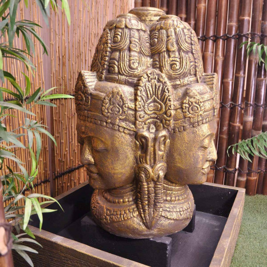 Fuente de jardín rostro de la diosa dewi 1,30 m dorado