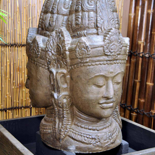 Fuente de jardín rostro de la diosa dewi 1,30 m marrón envejecido