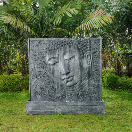 Gran fuente con el rostro en relieve de Buda 165cm